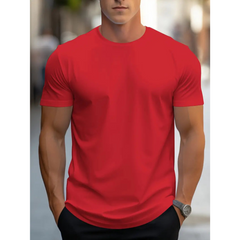 Brian - Klassisches Herren-T-Shirt mit kurzen Ärmeln in Rot