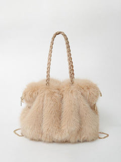 Jana | Elegante Plüsch-Velours Tasche Damen stilvoll in Khakigrau