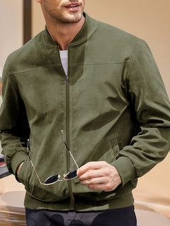 Max | Stylische Wildlederjacke Herren im Vintage-Stil in Olive