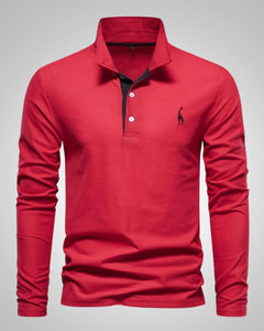 Paul | Herren Legeres Langen Ärmeln Poloshirt in Rot