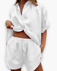Damen Elegantes Twin Set | Zweiteiliges Set in Weiß