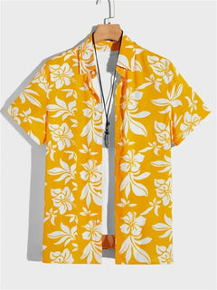 Tropisches 3D-Blumen-Hawaii-Hemd – Stil und Komfort in einem in Gelb
