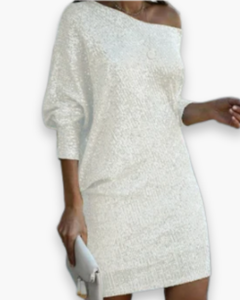 Damen's Elegantes Glitzer Partykleid | Midi in Aprikose