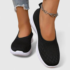 Lara | Damen Leichte Slip-On Strick Ballerinas in Schwarz