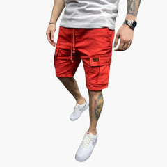 Herren Cargoshorts mit Kordelzug und Klappentaschen in Rot