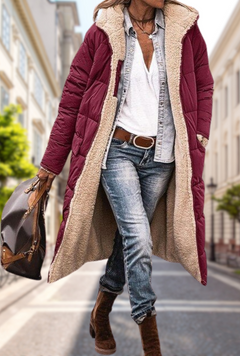 Sophie | Damen Gepolsterte Kapuze Herbstjacke in Rot