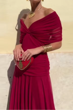 Clara | Elegantes Maxikleid für besondere Anlässe Damen in Leidenschaftliches Rot