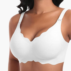 Nahtloser Damen BH ohne Bügel mit verstellbaren Trägern in Weiß-doppel Vorderwelle