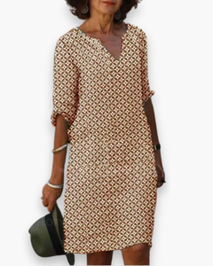 Damen Elegantes Lockere Kleid | Sommer in Braun