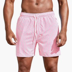 Badeshorts - Herren gestreift & schnelltrocknend Sommer in Rosa
