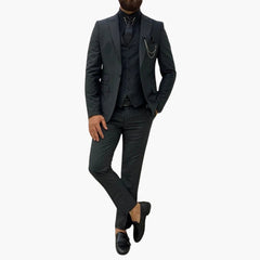 Slim Fit Anzug Set - Herrenanzug 3-teilig für Abendmode in Schwarz