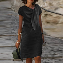 Sheri - Elegantes Leinen-Etuikleid für Damen in Schwarz