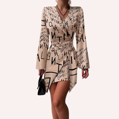 Cicely - Wickelkleid für Damen mit abstraktem Print in Khaki