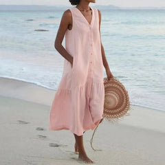 Ayra - Premium-Kleid mit V-Ausschnitt in Rosa