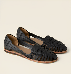 Tia - flache Damen-Sandalen zum Hineinschlüpfen in Schwarz