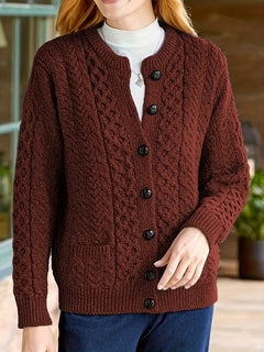 ELEGANTER KABELSTRICK-CARDIGAN | STILVOLL, KOMFORTABEL, VIELSEITIG in Marron