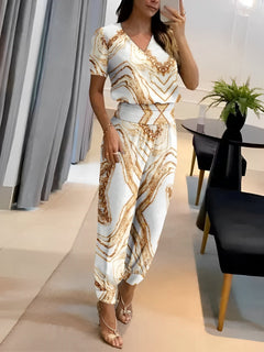Monna - Lässiges und elegantes Set für Damen in Weiß mit Muster 2