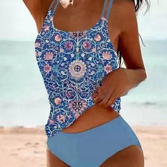 Vicenta® | Stilvoller bedruckter Tankini-Badeanzug in Blau
