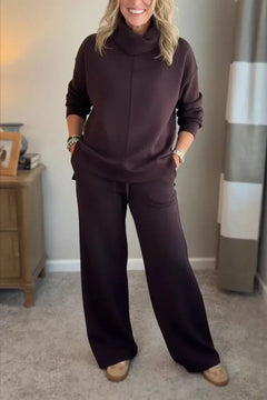 Nora | Lounge-Set Damen zweiteilig elegant klassisch in Kaffee