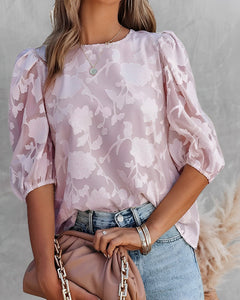 Dorothea - Chiffonhemd mit Puffärmeln in Rosa