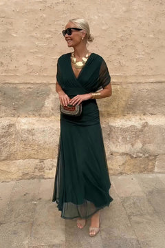 Clara | Elegantes Maxikleid für besondere Anlässe Damen in Flaschengrün