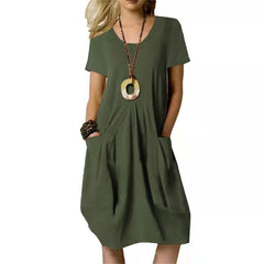 Henley - Knielanges Damenkleid in Armeegrün
