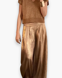 Damen Elegantes Set aus Oberteil und Hose | Vielseitig in Gold