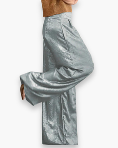 Damen Elegantes Set aus Oberteil und Hose | Vielseitig in Silber