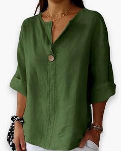 Damen Lässige V-Ausschnitt Bluse | Elegant in Grün