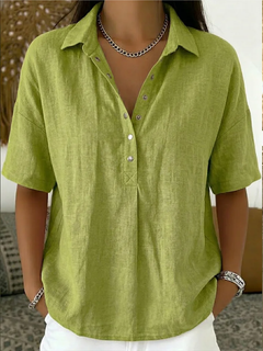 Mia | Bluse Damen Kragen Knopfleiste Chic in Grün