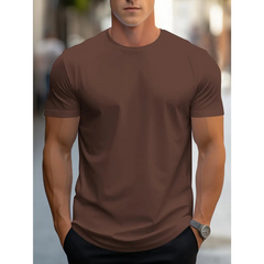 Brian - Klassisches Herren-T-Shirt mit kurzen Ärmeln in Kaffee
