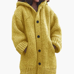 Langer Kapuzen Cardigan für Damen in Gelb