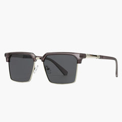 Männer Sonnenbrille mit eckiger Fassung und UV400 Schutz in Grau