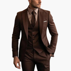 Dreiteiliger Herrenanzug mit maßgeschneidertem Blazer mit langen Ärmeln in Braun