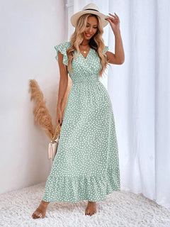 Isabella - A-Linien-Kleid - Puffärmel in Grün