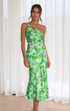 Denise | Schulterfreies Kleid in Grün
