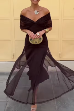 Clara | Elegantes Maxikleid für besondere Anlässe Damen in Nachtbraun
