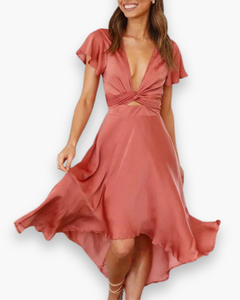 Damen Festliches Fließendes Kleid | Midi in Rosa