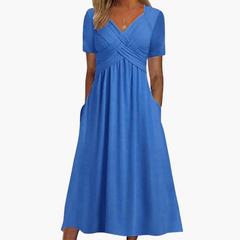 Carolin | Midikleid mit Bauchschutz in Blau
