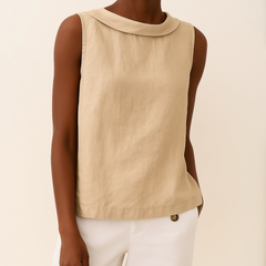 Serenity | Rollkragen Ärmellos Top in Beige