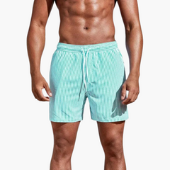 Badeshorts - Herren gestreift & schnelltrocknend Sommer in Cyan