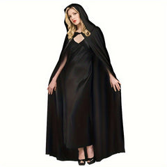 Unisex Halloween-Umhang mit Kapuze | Lang in Schwarz