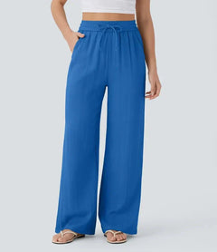 Elena | Bequeme Leinenhose mit fließender Passform in Blau