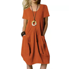 Henley - Knielanges Damenkleid in Orange Rot