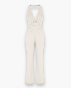 Damen Stilvoll Tief Schnitt Jumpsuit | Elegante in Weiß