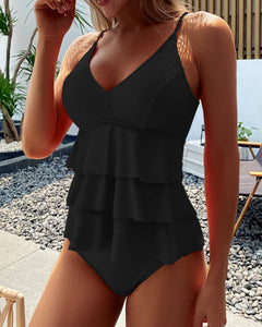 Gina® | Badeanzug mit Rüschen in Schwarz
