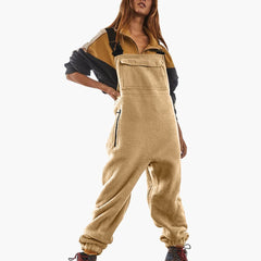 Alina | Verstellbarer Fleece-Overall aus Cordstoff in Beige
