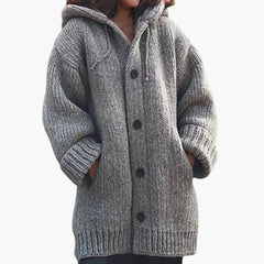 Langer Kapuzen Cardigan für Damen in Grau