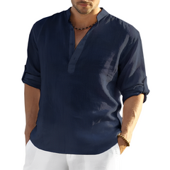Andrew - Herren-Leinenhemd in Marineblau