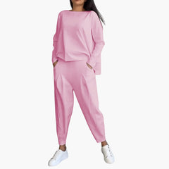 Anna | Bequemes Zweiteiliges Set mit Rundhalsausschnitt in Rosa